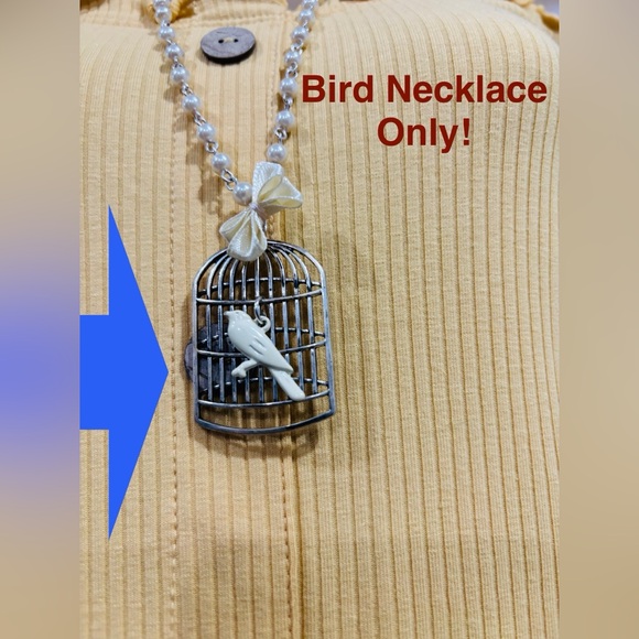 Long Length Bird in CAGE Necklace With Pearls! - Picture 3 of 6